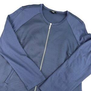 NEW Tribal Women's Navy Textured Full Zip Bomber Jacket XL